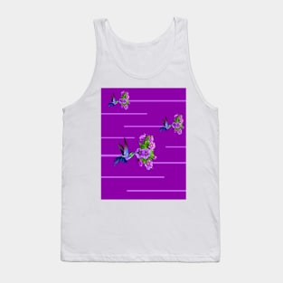 Hummingbirds and purple flowers on purple Tank Top